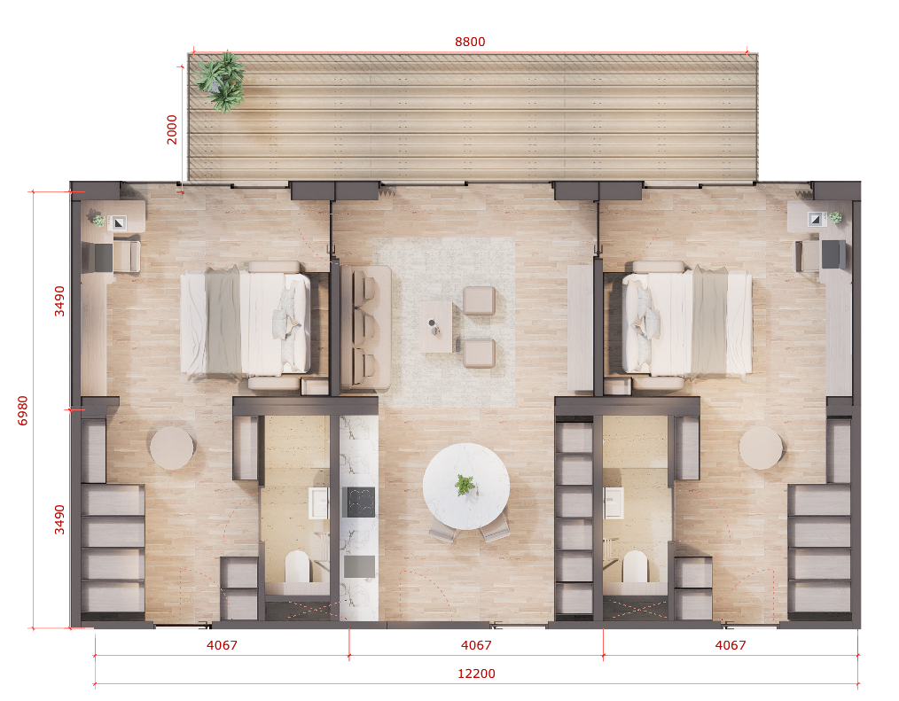 2-bed ensuite plan