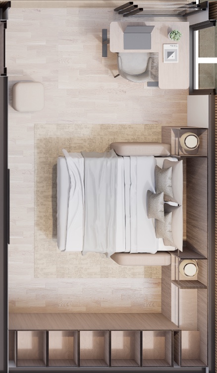 Living module · night mode floor plan