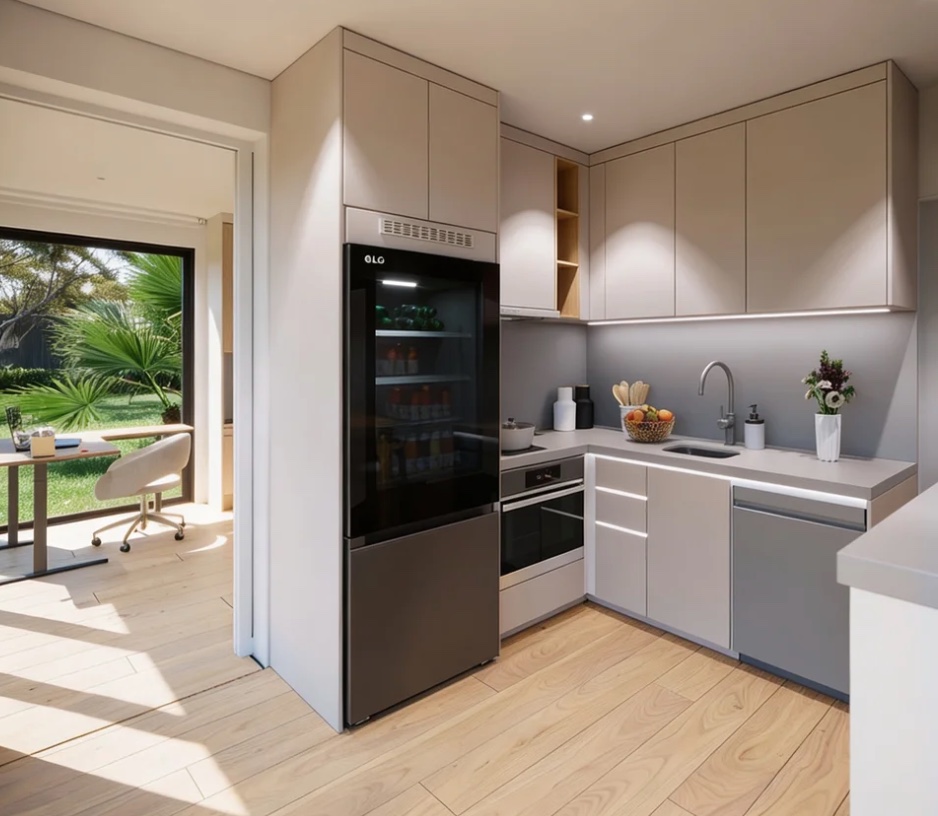 LG induction cooktop, smart oven and integrated fridge